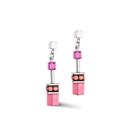 Pink Crystal Cube Earrings - 2838/21-0422