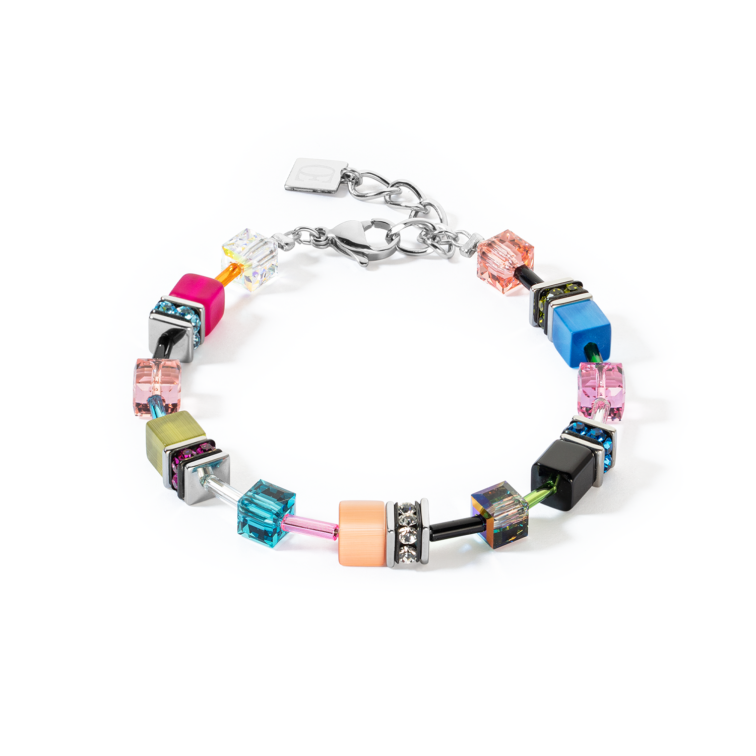 Multi-coloured crystal cube bracelet - 2838/30-1568