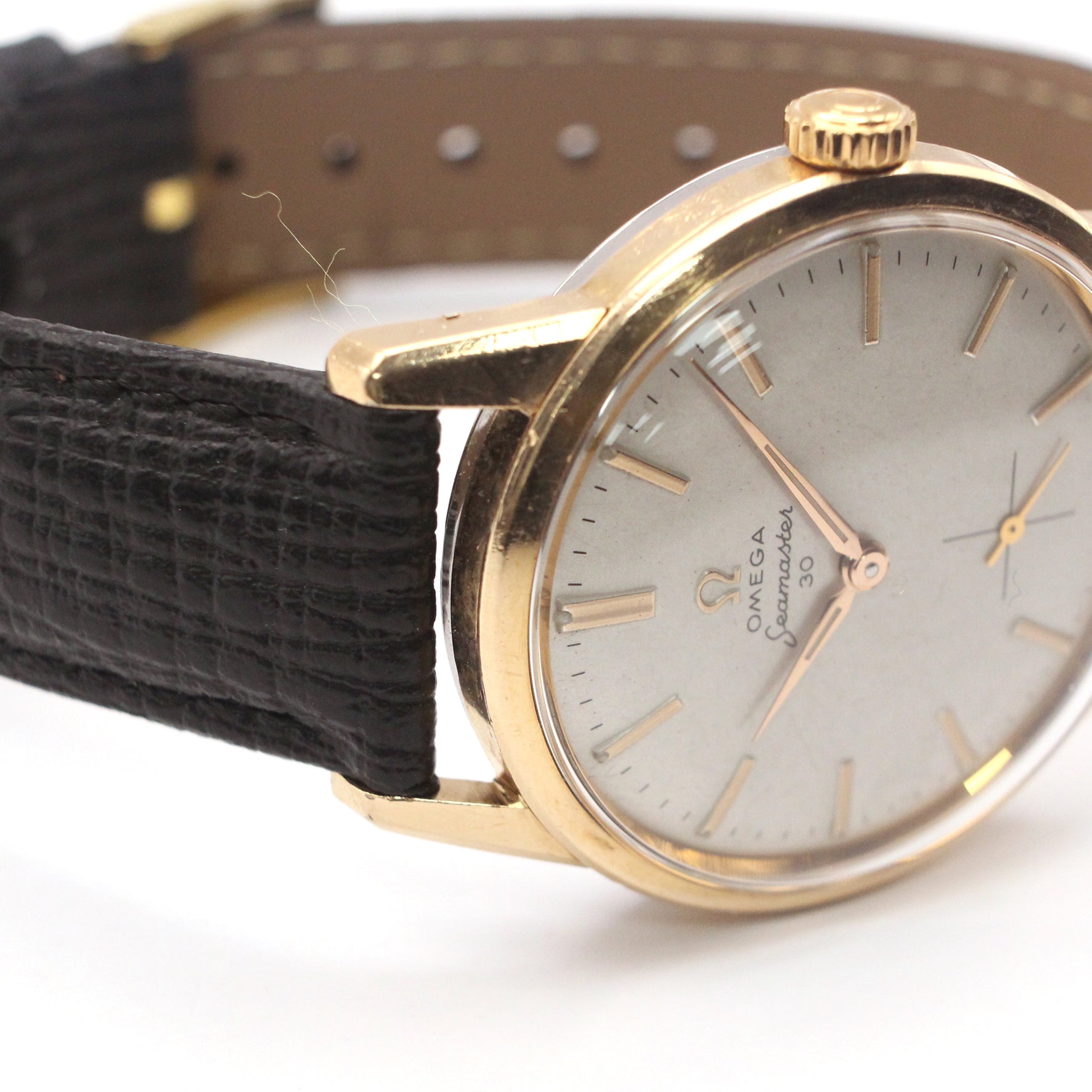 Omega Seamaster 30 in gold-capped steel on leather, 1962. Omega service.