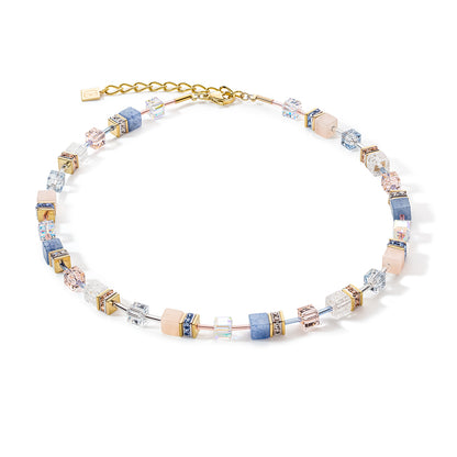 Blue and rose crystal cube necklace - 4605/10-0720