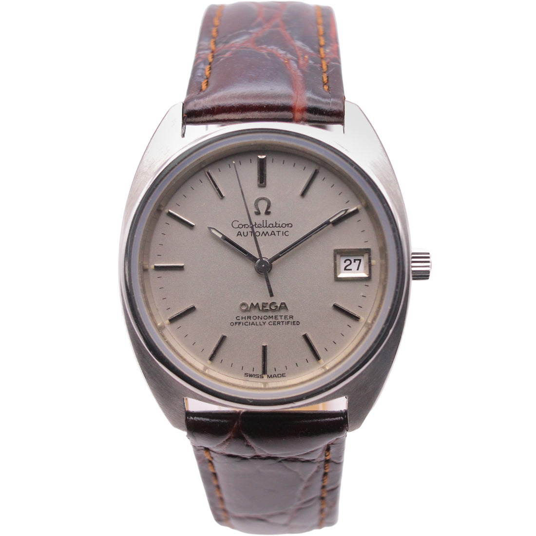 Omega Constellation automatic in steel on leather, circa 1973