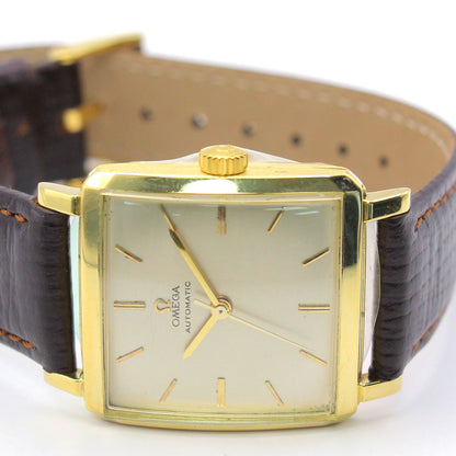 Omega automatic in 18ct gold on leather, circa 1947