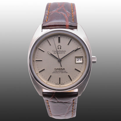 Omega Constellation automatic in steel on leather, circa 1973