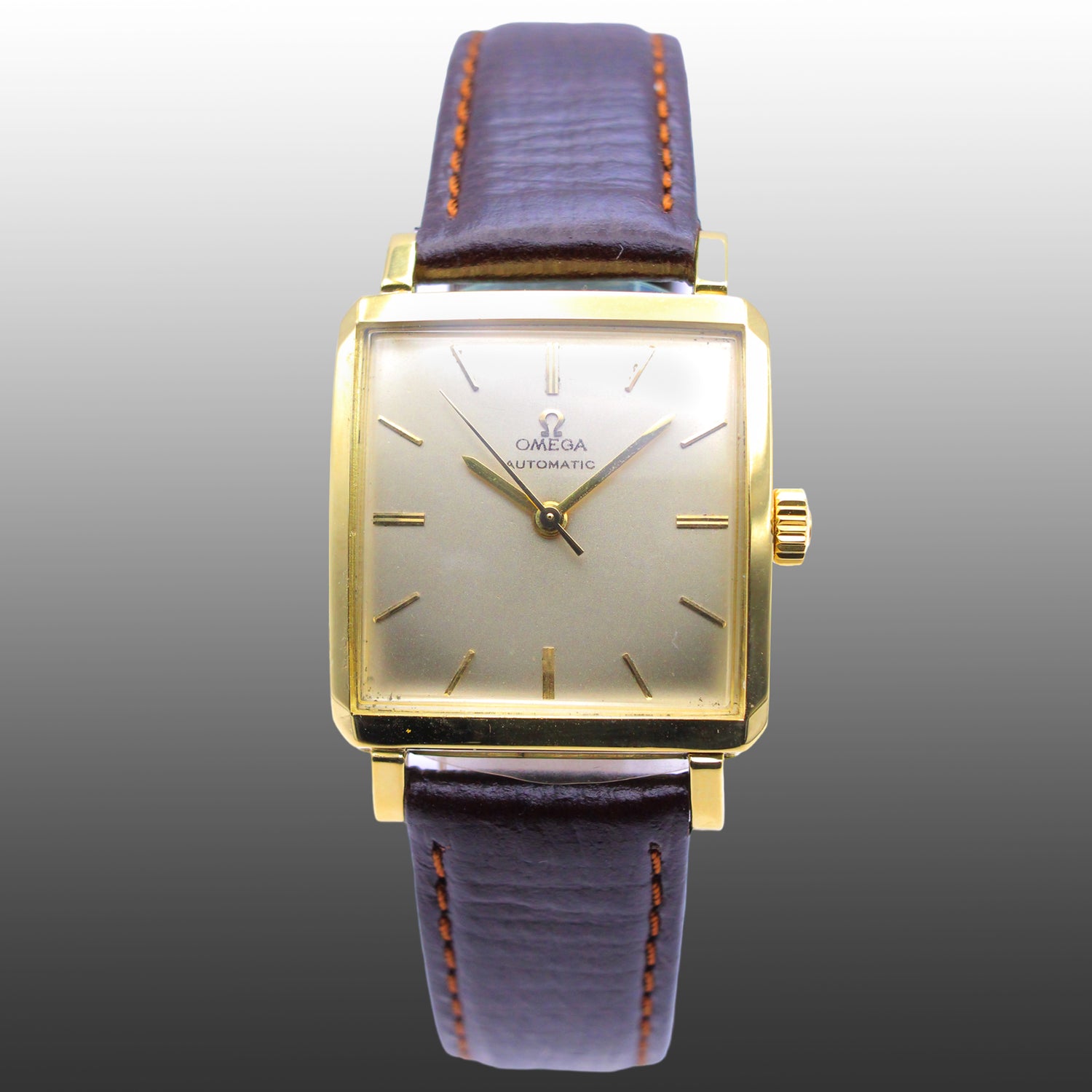 Omega automatic in 18ct gold on leather, circa 1947