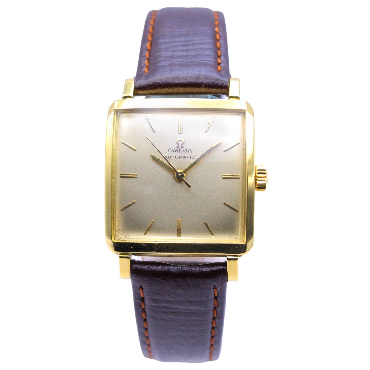 Omega automatic in 18ct gold on leather, circa 1947