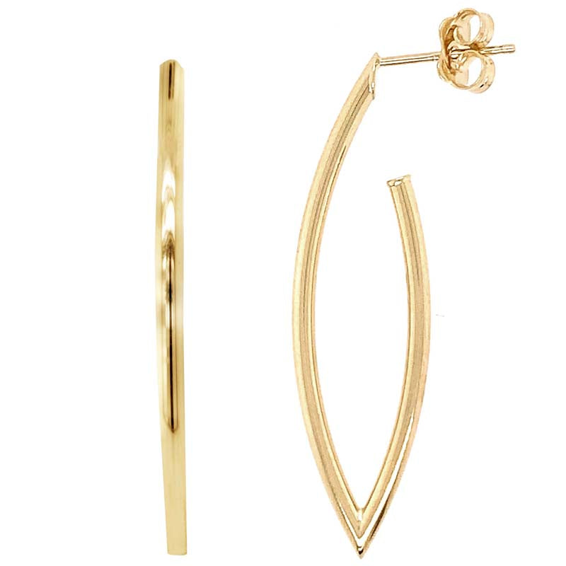 Open marquise drop stud earrings in 9ct yellow gold.