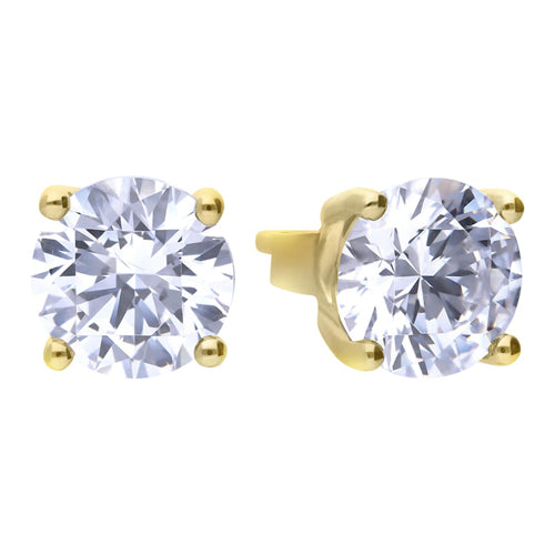 Cubic Zirconia Solitaire Stud Earrings in Silver with Gold Plate.