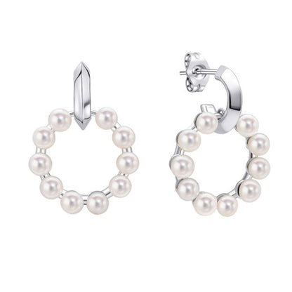 Fiorelli Freshwater Pearl Circular Drop Earrings in Silver