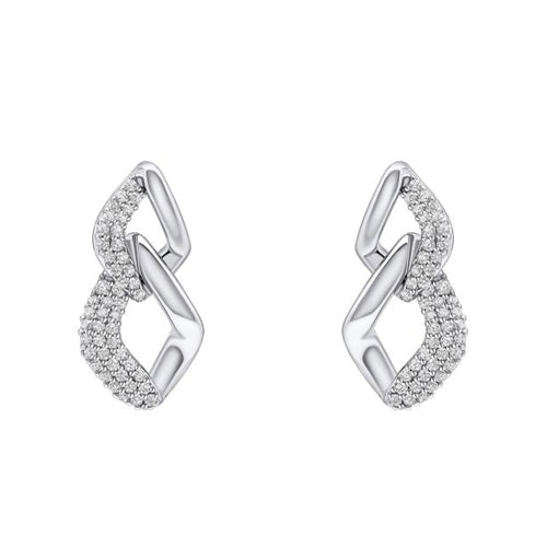 Fiorelli Cubic Zirconia Pave Set Linked Drop Earrings in Silver.