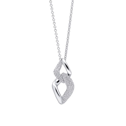 Fiorelli Cubic Zirconia Pave Linked Pendant in Silver.