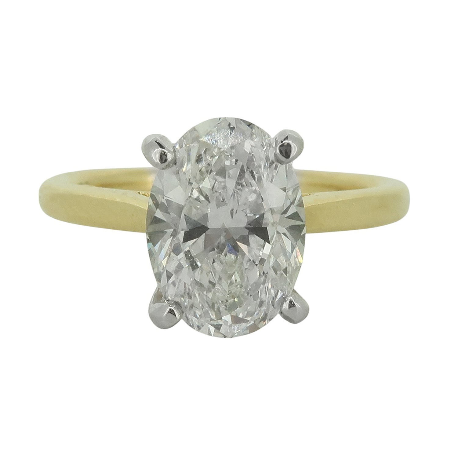 Lab grown oval diamond solitaire ring in 18ct gold, 2.12ct