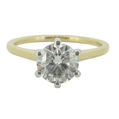 Laboratory Grown Brilliant Cut Diamond Solitaire Ring in 18ct Yellow Gold and Platinum, 1.01ct.