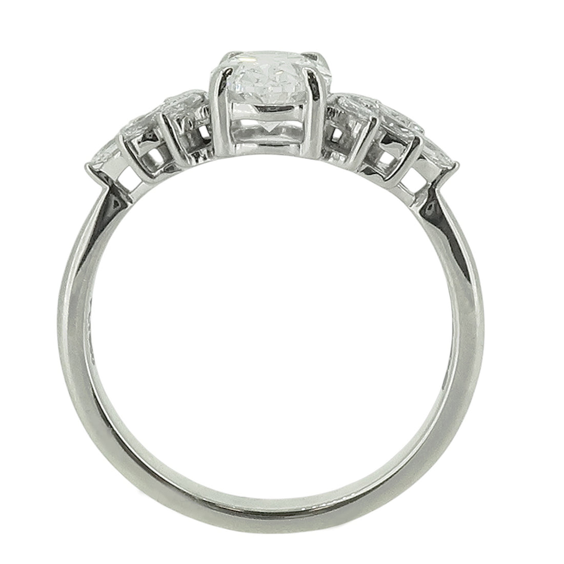 Laboratory Grown Oval Diamond Solitaire Ring with Cluster Shoulders in Platinum, 1.30ct.