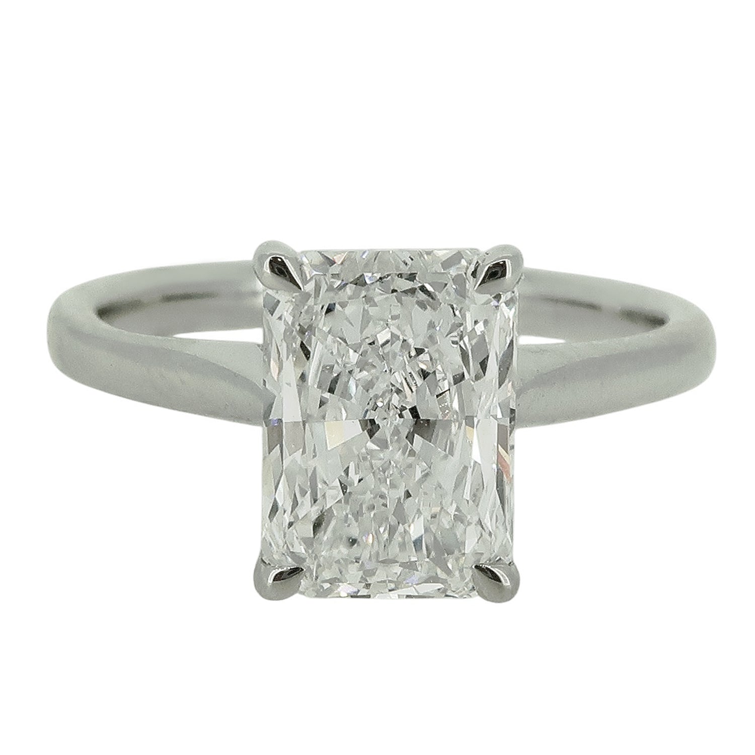 Laboratory Grown Radiant Diamond Solitaire Ring in Platinum, 2.07ct.