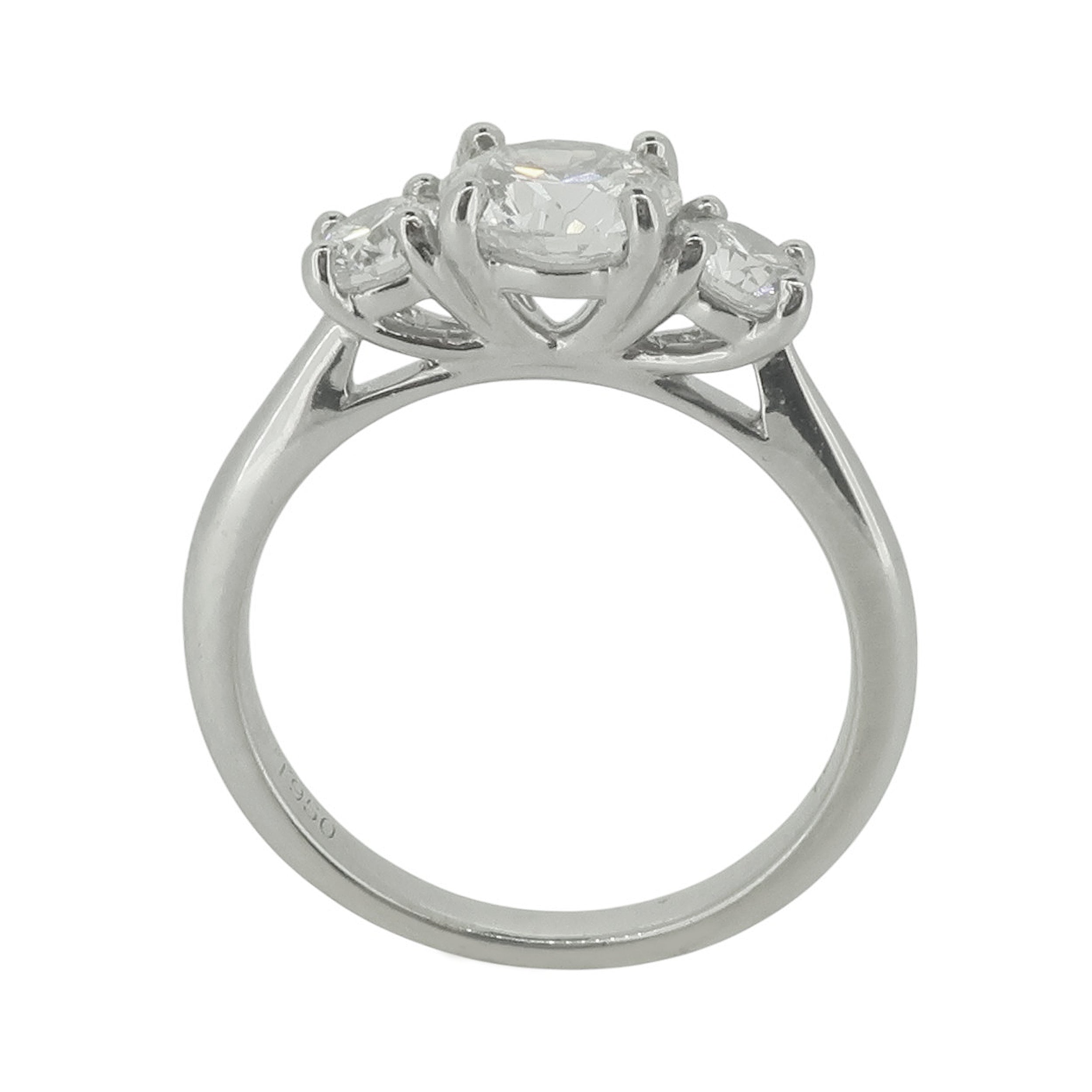 Laboratory Grown Brilliant Cut Diamond Three Stone Ring in Platinum, 1.51ct.