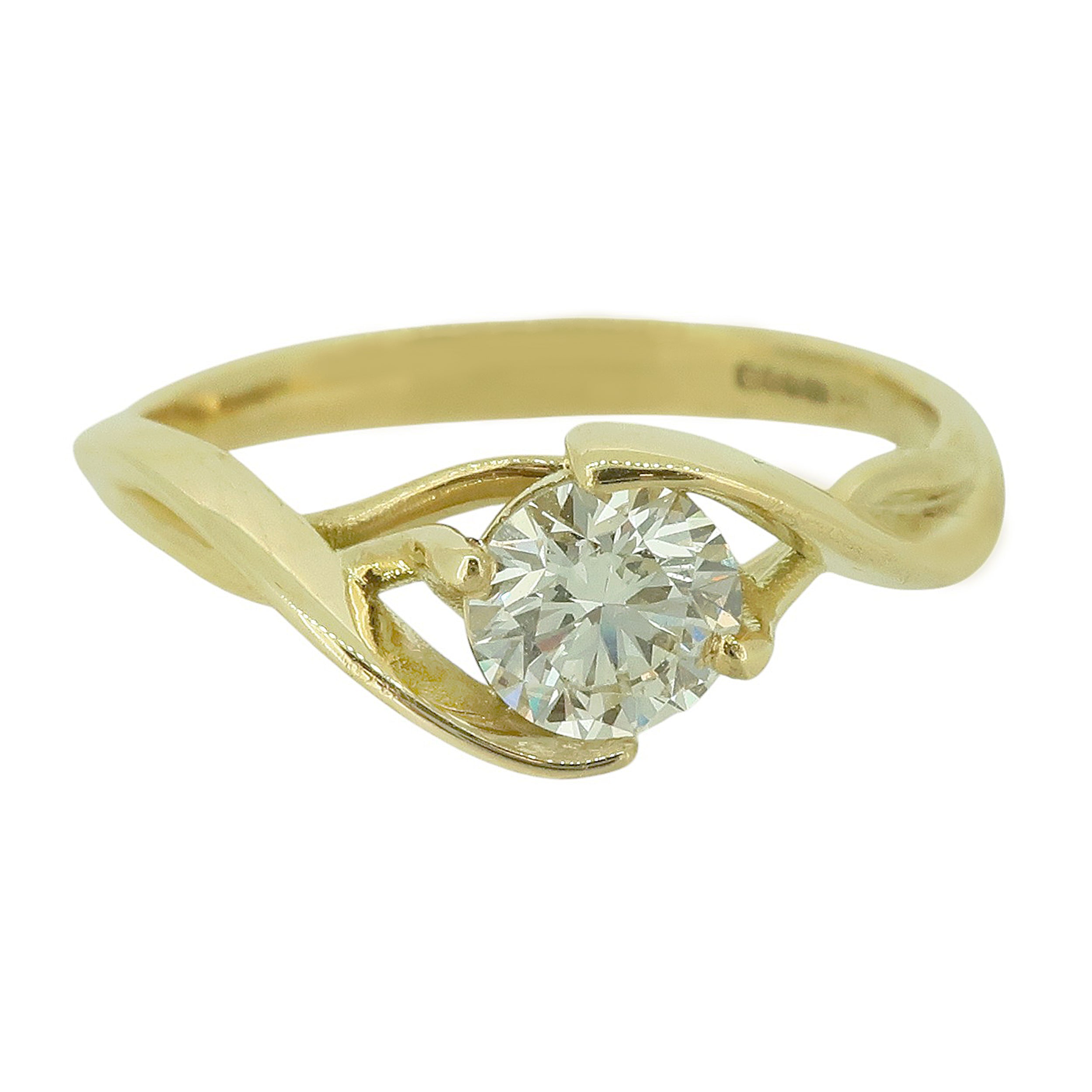 Laboratory Grown Brilliant Cut Diamond Solitaire Ring with Wraparound Shoulders in 18ct Yellow Gold, 0.44ct.