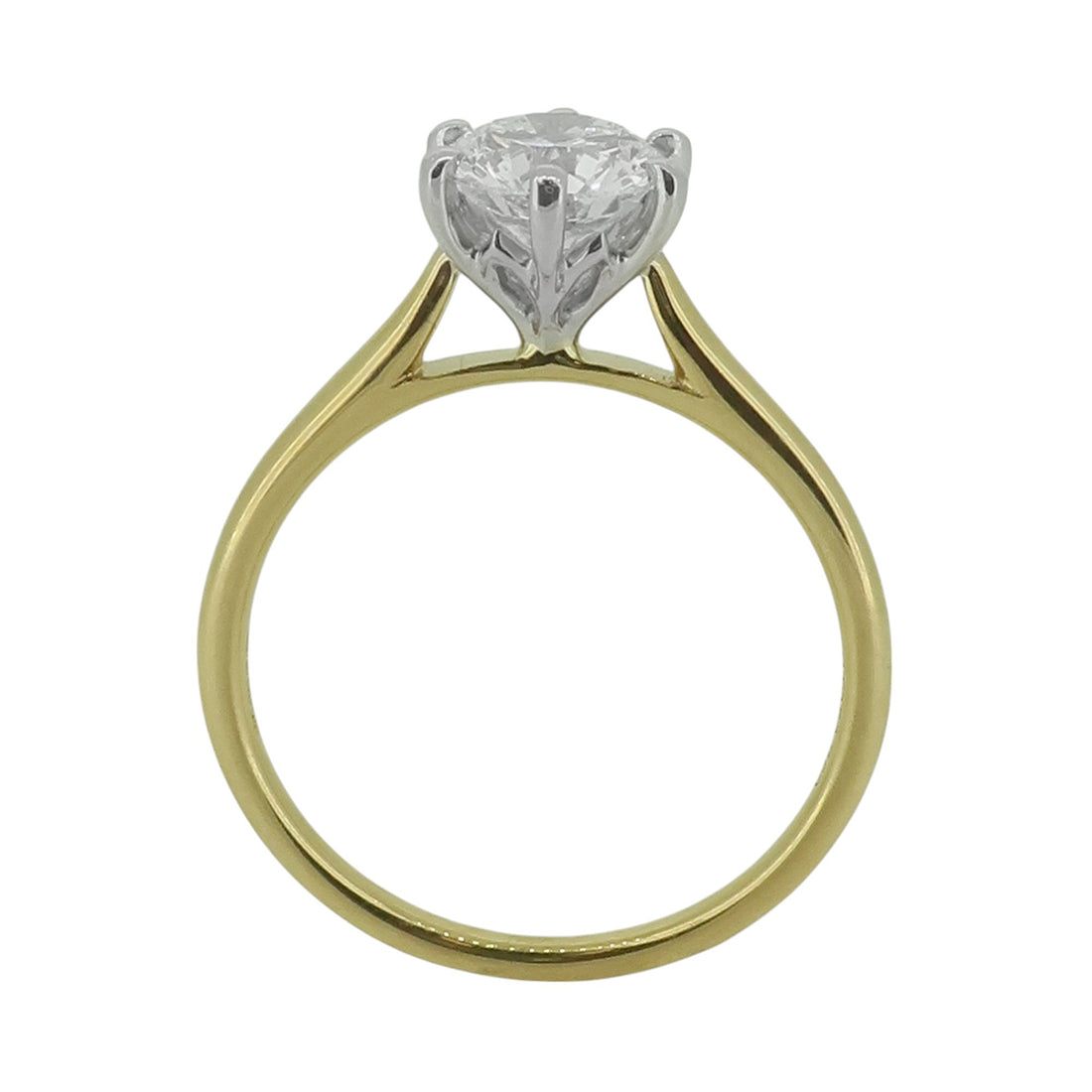 Laboratory Grown Brilliant Cut Diamond Solitaire Ring in 18ct Yellow Gold and Platinum, 1.01ct.