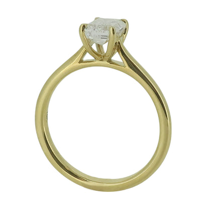 Laboratory Grown Emerald Cut Diamond Solitaire Ring in 18ct Yellow Gold, 1.05ct.