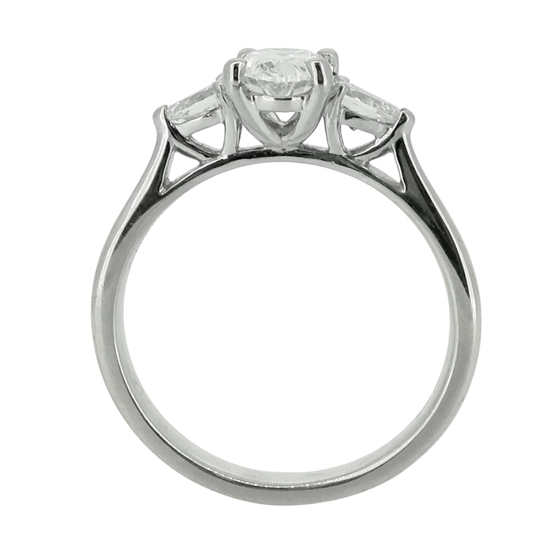 Laboratory Grown Oval Diamond Three Stone Ring in Platinum, 0.99ct.