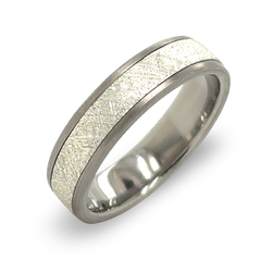 Silver Frost Inlay Ring in Titanium, 6mm Width.