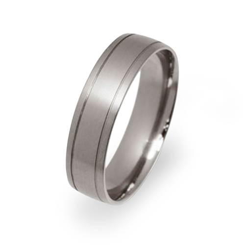 Court shape two groove ring in titanium, 6mm width.