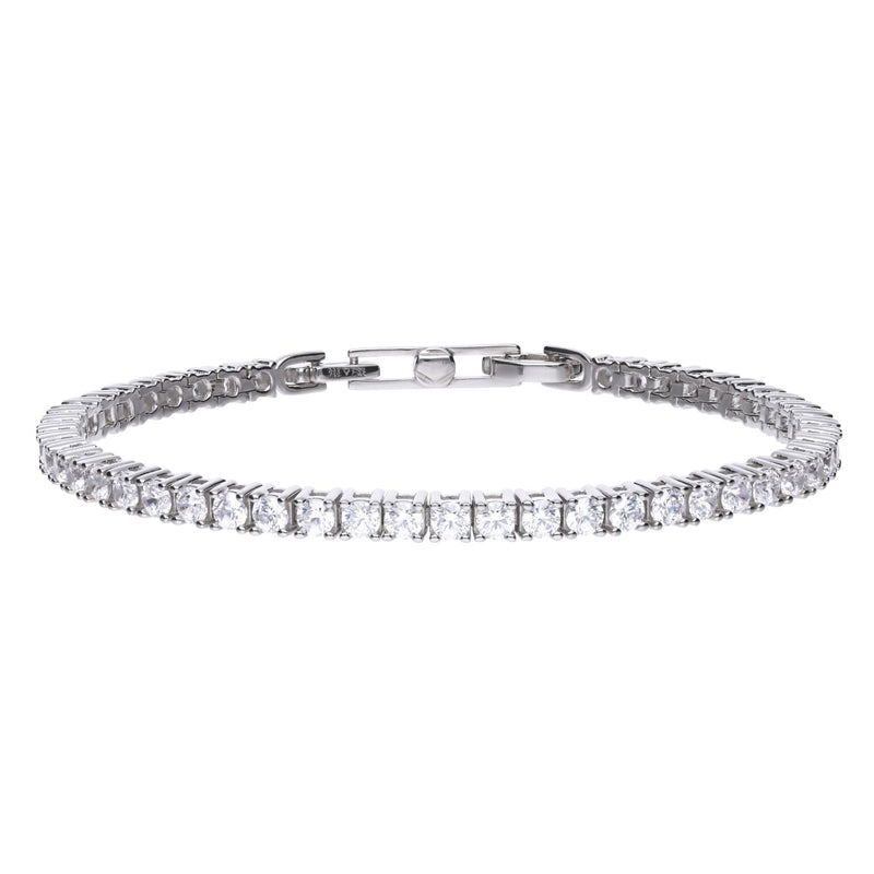 Cubic zirconia tennis bracelet in silver.