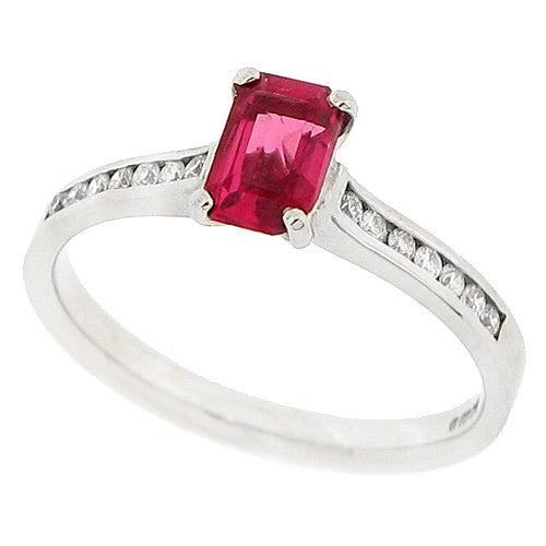 Pink Spinel and Diamond Ring in 18ct White Gold