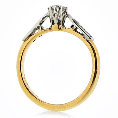 Ring - Diamond solitaire ring with shoulder detail in 18ct gold, 0.30ct  - PA Jewellery