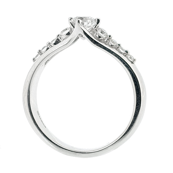 Brilliant cut diamond ring with diamond set shoulders in 18ct white gold, 0.50ct