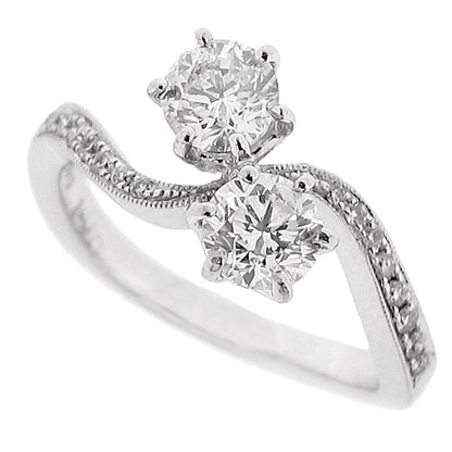 Diamond twist two stone ring in 18ct white gold, 1.13ct