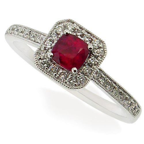 Ring - Ruby &amp; Diamond ring in 18ct white gold  - PA Jewellery