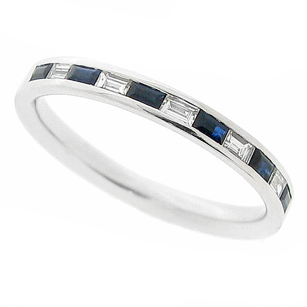 Sapphire and Diamond Half Eternity Band in 18ct White Gold