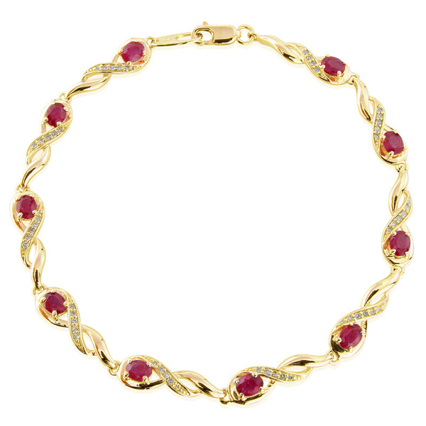 Ruby and Diamond Bracelet in 9ct Gold