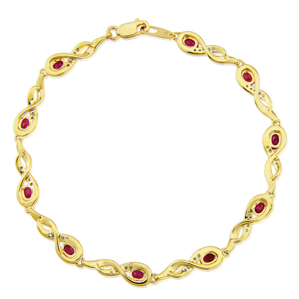 Ruby and Diamond Bracelet in 9ct Gold