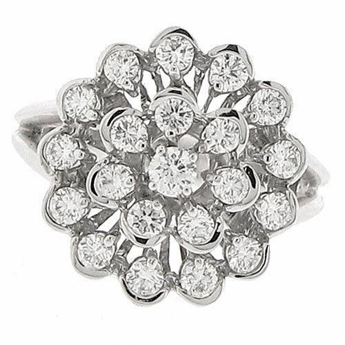 Diamond cluster ring in 18ct white gold, 0.89ct