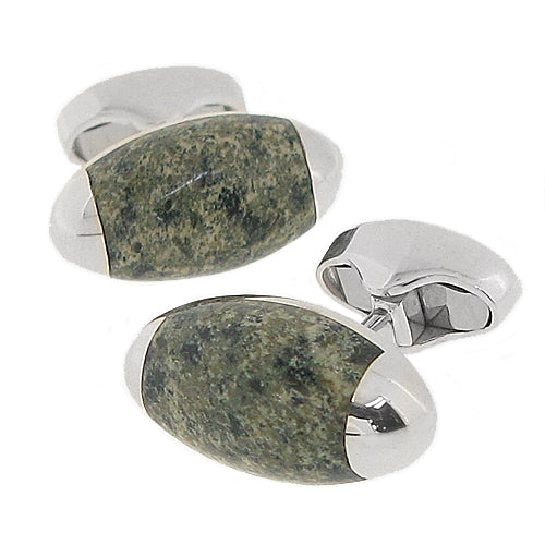 Ailsa Craig Granite Torpedo-Shaped Cufflinks in Silver