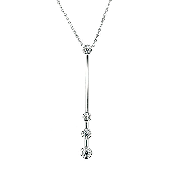 Diamond Stick Necklace in 9ct White Gold.