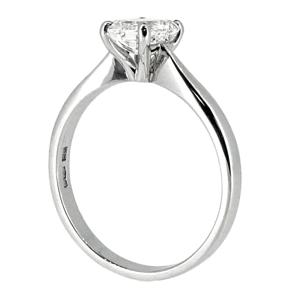 Emerald cut diamond solitaire ring in platinum, 0.93ct