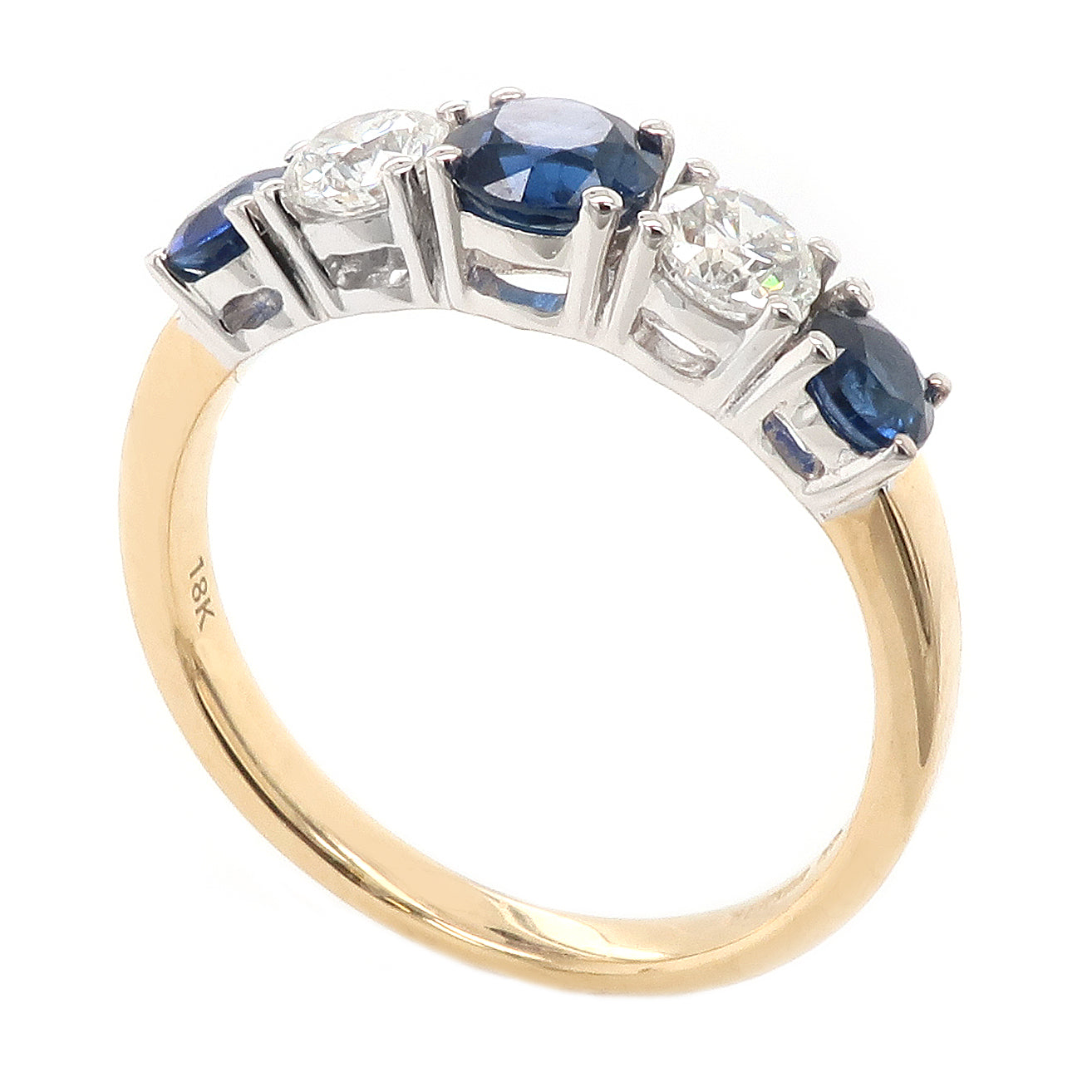 Sapphire and Diamond Five Stone Ring in 18ct Gold