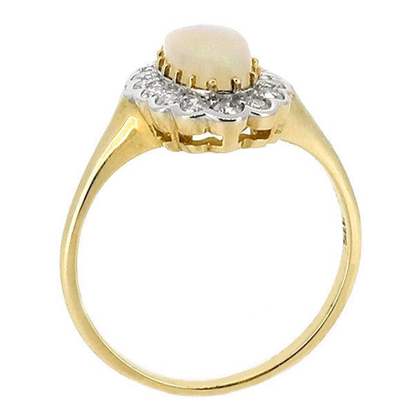 Opal and diamond cluster ring in 9ct gold