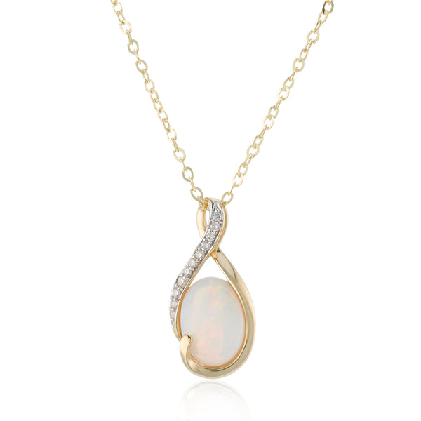 10k solid selling gold genuine opal/Diamonds pendent