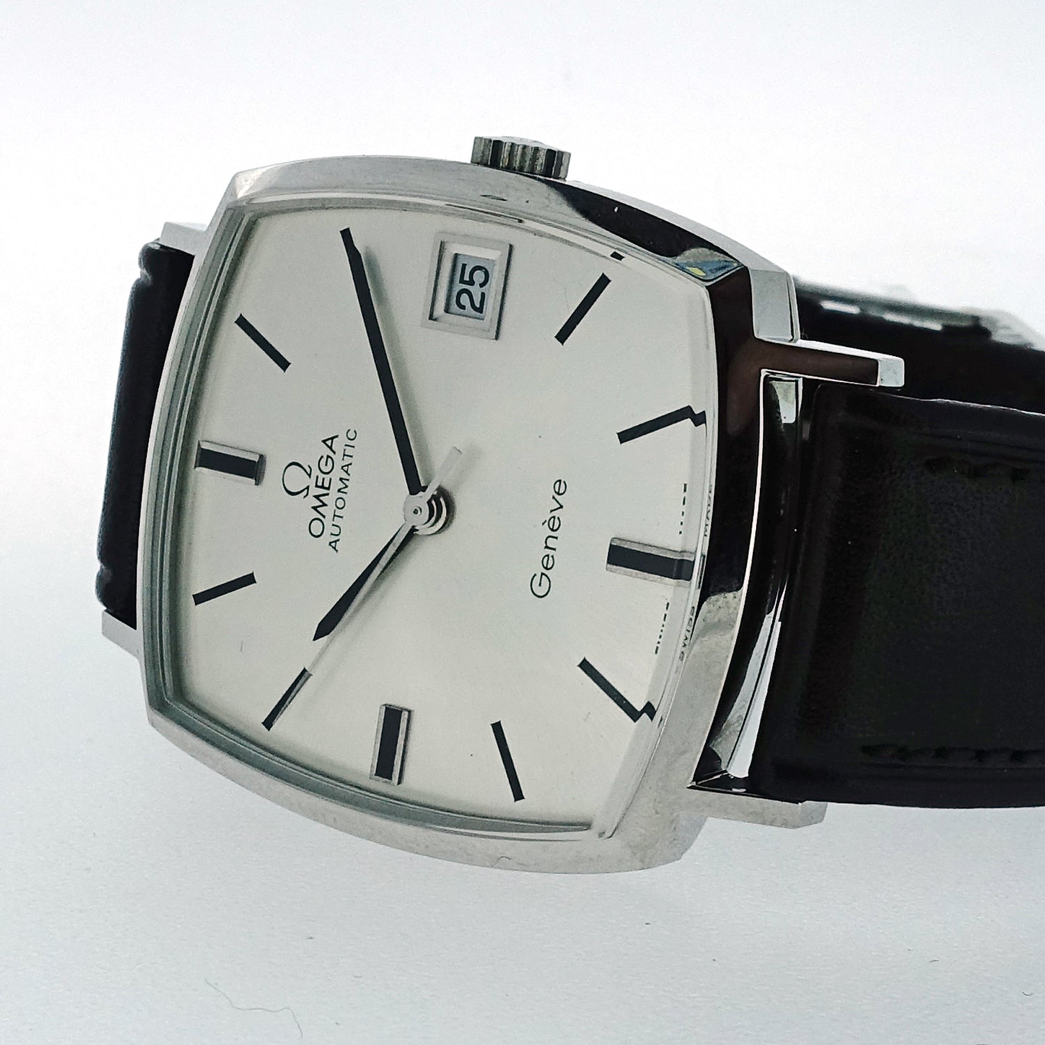 Omega Geneve in steel on leather, circa 1972