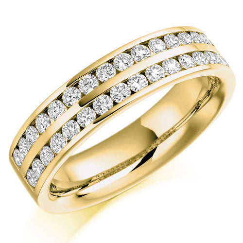 Ring - Round brilliant cut diamond double row half eternity ring 0.75ct  - PA Jewellery