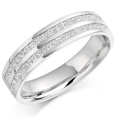 Ring - Princess cut diamond channel set half eternity ring, 0.75ct  - PA Jewellery