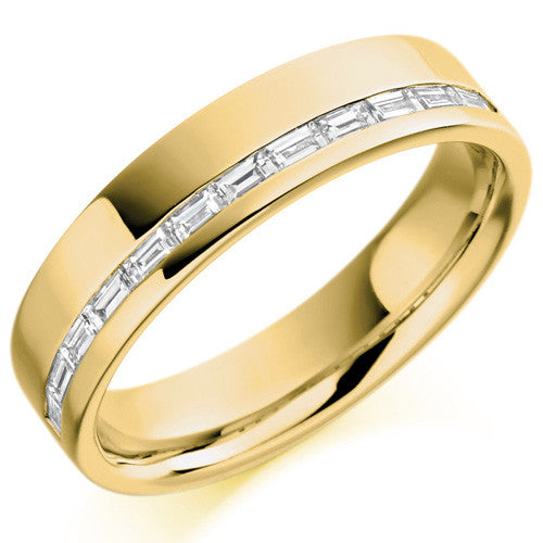 Ring - Baguette cut diamond offset channel half eternity ring, 0.30ct  - PA Jewellery