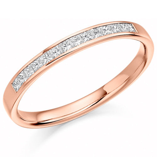 Ring - Princess cut diamond channel set half eternity ring, 0.20ct  - PA Jewellery