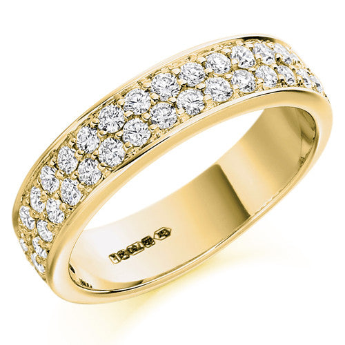 Ring - Round brilliant cut diamond double row half eternity ring 0.75ct  - PA Jewellery