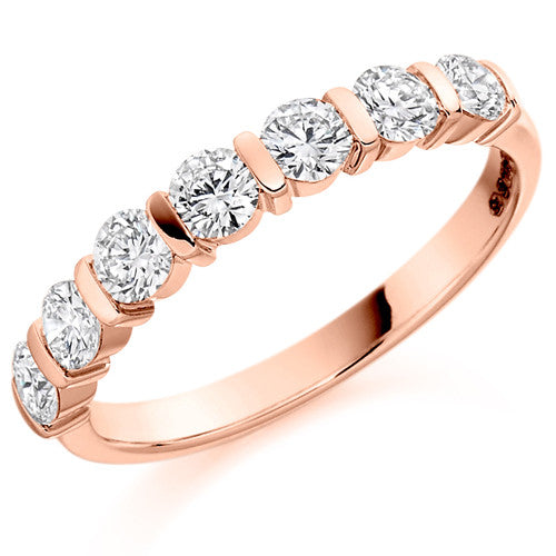 Ring - Round brilliant cut diamond bar set half eternity ring, 0.75ct  - PA Jewellery