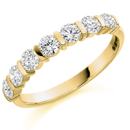 Ring - Round brilliant cut diamond bar set half eternity ring, 0.75ct  - PA Jewellery