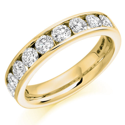 Ring - Round brilliant cut diamond channel set half eternity ring, 1.50ct  - PA Jewellery